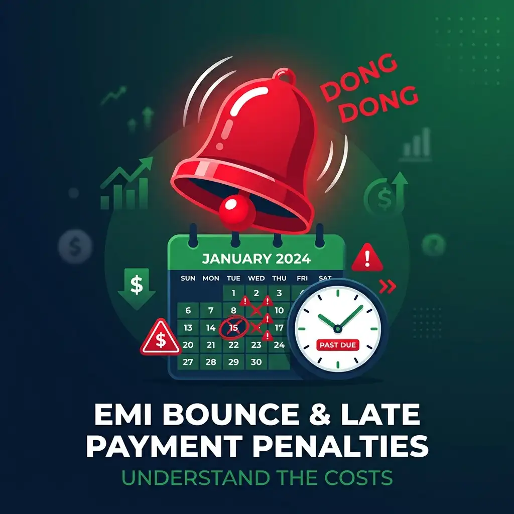 Red Alert Calendar showing EMI Bounce and Late Fees